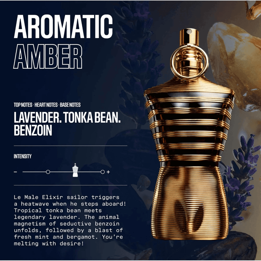 Jean Paul Gaultier Le Male Elixir Parfum for Men – 4.2 oz