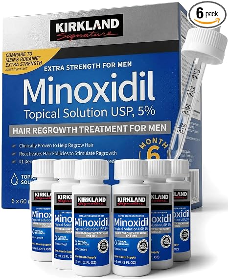 Kirkland Minoxidil 5% Topical Solution for Men with Dropper Applicator, 6-Month Supply