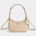 Coach Teri Shoulder Bag CV933 in Gold/Sand/Chalk Signature Canvas